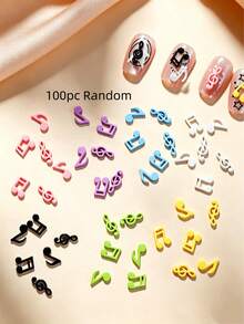 20-100Pcs Colorful Music Note Nail Charms - Alloy 3D Treble Clef Decorations, Dopamine Colors, For DIY Manicure - Multicolor - View 16