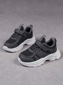 1 Pair All-Season Fashion Casual All-Match Versatile Comfortable Soft Sole Lightweight Lace-Up Flat Sneakers Mesh Breathable Back To School - Grey - View 3