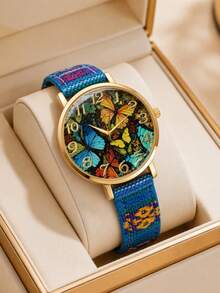Women's Boho Bohemian Quartz Watch Vintage Floral Geometric Print Pattern Dial Woven Strap Elegant Wristwatch Gift For Her Birthday Christmas - Beige - View 9