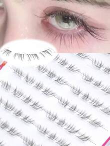 80pcs Natural Lightweight Segmented Lower Eyelashes, Suitable For Daily Makeup, Easy To Wear, Soft And Convenient, Applicable For Various Occasions, False Lower Eyelashes - C - View 9