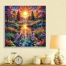 5D Diamond Painting Kit With Forest Landscape Pattern, Suitable For Adults Or Beginners, DIY Full Diamond Art Craft, Vibrant Mosaic Wall Art For Beginners - round diamond - View 3