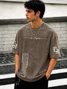 Zrgoth Men's Casual Versatile Simple Printed Element Short Sleeve T-Shirt - Brown - View 3