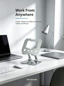 360° Rotating Full Metal Tablet Stand, Dual-Axis Height And Angle Adjustable Folding Phone Holder, Anti-Shake Stable Desktop Support, Suitable For Smartphones And Tablets, Applicable For Office, Home And Gaming And Other Multiple Scenarios - Multiple Styles - View 5