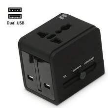 Upgraded Travel Adapter, Portable Global All-In-One Universal Travel Adapter, Power Converter, Wall Charger With Dual USB A/C Charging Ports, Suitable For USA, EU, UK, Australia, Travel Essential, Compact And Portable, Square Design - Black - View 11
