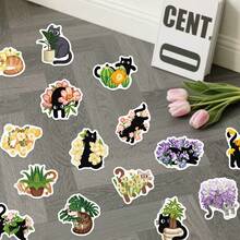 50PCS Cats And Plants Stickers Decals Stationery Guitar Bicycle Laptop Luggage Car Graffiti Sticker - Black - View 9