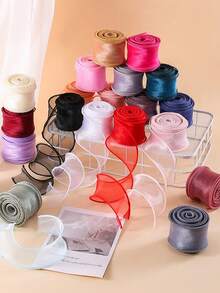 5PCS/3PCS/1PC Fish Tail Tulle Handmade Bow Ribbon, Flower Packaging, Gift Wrapping, Suitable For Bouquets, Cakes, Bows, Bookmarks, Party Supplies, Holiday Decor, Gift Wrapping Flower Arrangement Packaging Materials, Gift Wrapping Satin Ribbon, Used For Packaging Flowers, Cakes, Wedding Decor, Gift Boxes, Bows, Holiday Decor - Multicolor - View 9