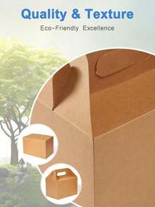 10pcs/1pc Large Treat Boxes 15*8*9cm Brown Gable Gift Boxes With Handle Kraft Lunch Boxes Take Out Cookie Boxes Welcome Boxes Candy Bags For Wedding Supplies - Brown - View 3