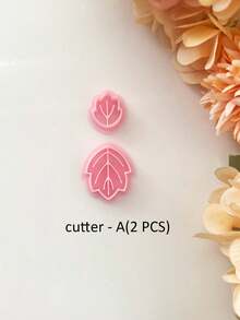 Autumn Leaf Polymer Clay Cutters, Embossed Fall Foliage Molds, Handmade Dangle Earring Charms, DIY Seasonal Jewelry Craft Supplies - Pink - View 13