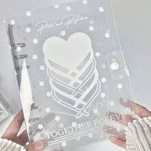 1 buah Planner Bintang & Hati Transparan A5, Binder Lembar Lepas Garis Diagonal Transparan, Album Stiker, Buku Catatan Lembar Lepas A5, Binder Lembar Lepas Kapasitas Besar Bernilai Tinggi IDOLME, Isi Ulang Halaman Dalam Transparan PP, Album Foto K-Pop, Cocok Untuk Album Foto, Scrapbook, Buku Penyimpanan Stiker, Penyimpanan Bahan Planner DIY, Planner, Buku Anggaran, Buku Catatan Dan Alat Tulis Belajar Lainnya, Perlengkapan Semester Baru - Buku lembaran lepas - View 1