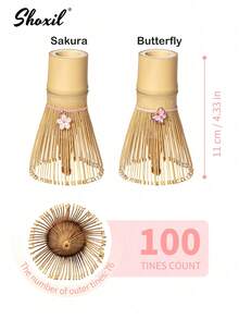 shoxil 2pcs Decorative Bamboo Matcha Chasen Whisk, 100 Prongs Handmade Natural Bamboo Tea Mixer With Variety Charms - Tea Whisk - View 20