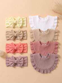 8PCS Candy Color Cute Baby Bibs, Snap Closure Anti-Dirt Drool Bibs, Suitable For Daily Use - Multicolor - View 3