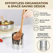 1/2 Set Stainless Steel Pot Lid Rack, Multi-Functional Spoon & Spatula Storage Rack, Easy To Clean Countertop Cooking Utensil Organizer, Suitable For Home Kitchen And Restaurant - View 9