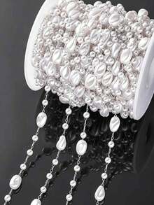 [Jewelry Making Accessories]100cm/39.37in Faux Pearl Chain, Suitable For Handmade Necklace, Bracelet, Pendant Making, Jewelry DIY Pearl Chain Making Accessories Wholesale - Multicolor - View 5