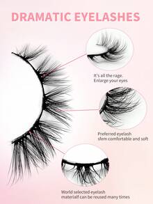 ENCHUW 5 Pairs 3D Fake Eyelashes Natural Lashes Short False Eyelashes Pack Reusable False Lashes Soft Wispy Lashes Fluffy Eye Lashes - Black - View 3