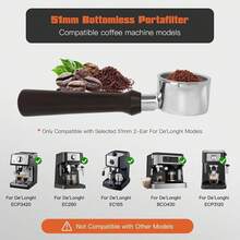 51mm Bottomless Portafilter 2 Ear For De-Longhi ECP3420/EC155/BCO430/EC260 - Multicolor - View 12