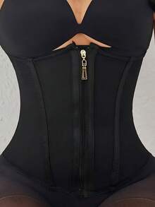 1pc Women's Compression Waist Trainer, Skin-Friendly Fabric, Recommend Choosing Smaller Size Black Spring Sports Fall - Black - View 3
