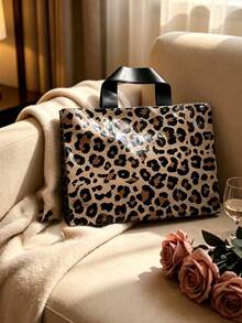 10pcs Vintage Leopard Print Gift Bags With Handles, Foldable And Reusable, Premium Leopard Pattern, Suitable For Retail Stores And Events, Large Capacity Storage, Gift Packaging, Simple And Elegant Design - Multicolor - View 9