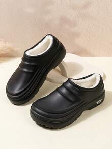 Men's & Women's Slip-On Thermal Lined EVA Loafers Thick Sole Slippers - Black - View 4