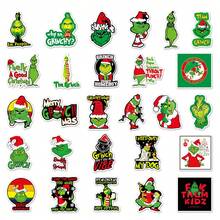 Panini 52pcs Green Monster Grinch Cartoon Stickers, Christmas Fun Waterproof PVC Decals, Suitable For Christmas Party Favors, Handmade DIY Crafts, Student Rewards, Holiday Gifts - A - View 5