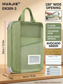 1pc Transparent File Bag With Handle, Unisex Tote Style Book Storage Bag, Tutoring Class Storage Bag, Test Paper Organizer Bag, Homework Storage Bag, Includes Label Stickers - A - View 6