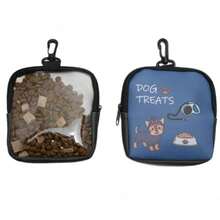 1pc Zippered Dog Training Treat Bag, Polyester Pet Treat Pouch With Transparent Side, Single-Sided Print Portable Hands-Free Storage Bag, Suitable For Dog Walking And Outdoor Training - Multicolor - View 10