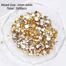 2mm-3mm-4mm-5mm-6mm Mixed Size 1440 Pieces/2000 Pieces/Pack Resin Rhinestone Color Non Heat Fixed Flat Back Adhesive Flash Foaming Rhinestone Jelly Beads For Mugs, Bottles, Rollers, Phone Cases, Handmade DIY Jewelry Accessories - Mixed Size - View 46