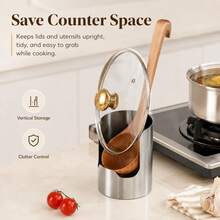 1/2 Set Stainless Steel Pot Lid Rack, Multi-Functional Spoon & Spatula Storage Rack, Easy To Clean Countertop Cooking Utensil Organizer, Suitable For Home Kitchen And Restaurant - View 7