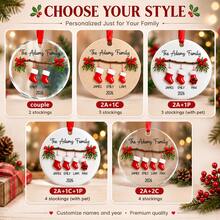 Custom Festive Christmas Ornament, Personalized Family Name Labels, Merry Christmas Tree Hanging Decor For Gift Giving And Holiday Party Favors, Customized Xmas Stocking Ornament With 2-4 Family Names, Customizable Holiday Keepsake Gift. - Style C - View 4