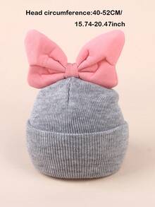 1/2PCS Girls Toddler Baby Knitted Big Bow Decor Cute Children Autumn Winter Warm Knitted Knitted Hat - Bow - View 2