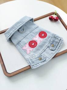 1PC 2026 New Pet Clothing Small Dog Puppy Cat Cute Embroidered Pattern Lapel Sleeveless Design XOXO Outerwear - Multicolor - View 9