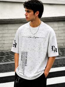 Zrgoth Men's Casual Versatile Simple Printed Element Short Sleeve T-Shirt - White - View 3