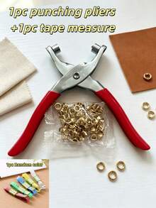 1pc Metal Eyelet Pliers Set, Includes Punching Tool + 100 Matching Metal Eyelets, Specifically Designed For Artificial Leather, Clothing, Belts And Other Materials, One-Click Punching And Fast Installation Of Eyelet Rings. Effortless Operation And Easy To Use, Secure And Durable, Dedicated Tool Set For Handmade Leather DIY, Clothing Modification, Fabric Crafts, Essential Tool For Handmade Enthusiasts And Leather Crafting. - C - View 18