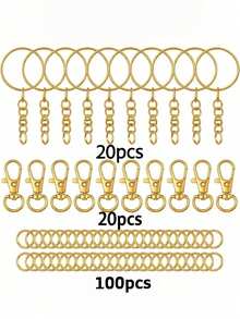 70/140/280/560pcs Keychain Making Materials Set - 40pcs Swivel Clasps, 10pcs Key Rings, 50pcs Open Jump Rings, DIY Keychain Handmade Tools (Gold/Silver) - Multicolor - View 13