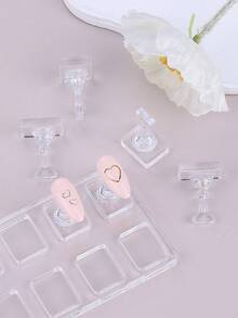 1套非磁性壓克力美甲練習架組，美甲練習底座與展示架美甲工具，假甲練習工具，適合美甲師與愛好者DIY美甲工具 - 無色 - 查看 6