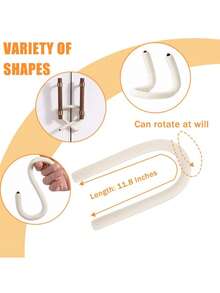 2 Pcs Multifunctional Mark-Free Flexible Foam-Coated C-Shaped Hook, Non-Slip Wear-Resistant Heavy-Duty Hanging Hook For Home Storage Organization Portable Hanging Organizer Rack Stand - View 5