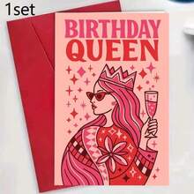 1/3 Set Birthday Queen Greeting Cards, Specially Designed For Her, Perfect For Friends And Family To Celebrate Her Special Day, Birthday Party And Gift Choice, Includes Envelope + Greeting Card, Her Celebration Card - A - View 8
