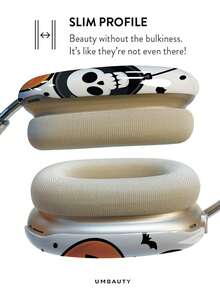 GIIPPA Glossy Hard Ear Cup Protective Case Pumpkin Lantern Pattern Unisex Anti-Scratch Shell Compatible With AirPods Max 1/2 Oval Over-Ear Headphones For Daily Commute, Campus, Cafe, Travel, Picnic And Other Scenarios Matching Accessories - Orange - View 4