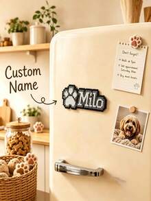 Ayotu Personalized Melted Bead Name Letter Fridge Magnet, Unique Name Letter Magnetic Sticker, Customizable Pet Name, Cute Paw-Shaped Pixel Art Design, Perler Bead Craft, Multiple Colors Available, Kitchen And Home Decor, Ideal Gift For Pet Lovers - Multicolor - View 8