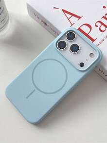 奢華螢光液態矽膠手機殼，適用於 iPhone 18 Pro Max 17 Air 16 15 14 13 12 17 Pro Max Plus，磁吸軟殼 - 淺藍色 - 查看 3