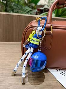 Creative Colorful Motorcycle Helmet Keychain Couple Style Bag Charm Stress Relief Motorcycle Helmet Phone Lanyard Car Key Chain Gift - Multicolor - View 5