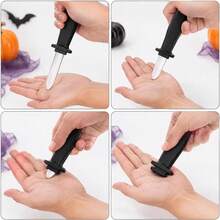 1/2/3pcs Retractable Fake Knife Prop Magic Toy, Vintage Style, Retractable Plastic Blade Trick, Suitable For Halloween Pranks And Magic Performances, April Fools' Day Disappearing Knife Gag Toy - Multicolor - View 3