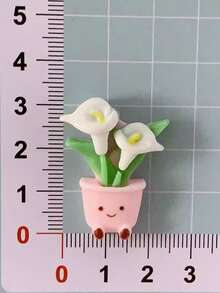 12/6/1件盆栽花朵造型裝飾配件，DIY零件（不可站立），尺寸約3*2cm，平背設計，可愛創意裝飾，適用於聖誕節、情人節、感恩節、母親節、花園、DIY、臥室裝飾、宿舍必需品、旅行必需品、桌面配件（無磁鐵） - 多色 - 查看 9