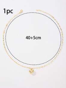 1pc Solid Heart Shaped Pendant Necklace, Suitable As A Gift For Teens - one-size - View 4