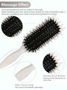 Curly Hair Defining Comb, Wheat Straw Anti-Tangle Styling Comb, Boar Bristle & Nylon Brush Curly Hair Defining Hairbrush, Home & Salon Hair Styling Tool - Multicolor - View 4