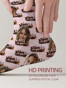 1 Pair Customizable Men's Mid-Calf Socks With Personalized Face Pattern, Any Face Can Be Printed On Socks, Personalized Photo Socks, Fun Custom Image Mid-Calf Socks, Suitable For Valentine's Day, Birthday, Gift, Halloween And Other Occasions, Personalized Customization - Multicolor - View 4