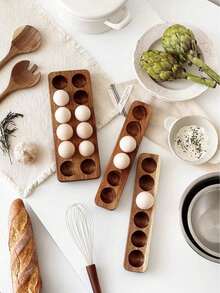 1pc Multi-Slot Paulownia Wood Egg Tray, Nordic Country Style Egg Storage Box, Suitable For Kitchen, Dining Room Egg Storage Rack, Baking/Refrigerator Egg Box, Creative Gift, Easter Gift, Egg Storage Tray, Kitchen Storage Organizer Accessories, Kitchen Storage Supplies, Kitchen Refrigerator Storage Rack, Kitchen Shelf - A - View 7