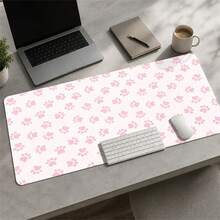 1 buah Alas Meja Motif Jejak Kaki Warna Pink, Alas Meja Persegi Panjang Besar untuk Kantor & Rumah, Alas Meja Panjang untuk Keyboard dan Mouse Gaming - View 2