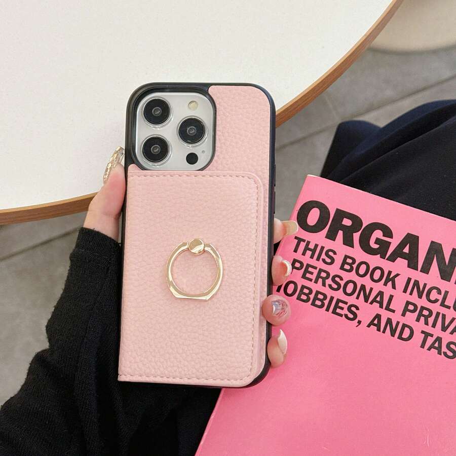 1 Casing Ponsel Motif Leci Merah Muda 2-in-1 All Inclusive dengan Pembuka Kartu Kiri dan Kanan, Kompatibel dengan Apple 18Pro/max/11/12/13/14/15/16/17pro - Berwarna merah muda - View 1