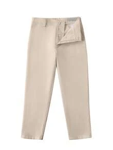 Tween Boy Formal Dress Pants Flat Front Children School Uniform Pants Light Champagne - Champagne - View 2