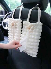 1pc Car Hanging Multi-Function Tissue Bag, Suitable For Front And Rear Seats, Can Be Used As A Tissue Box. - A - View 4